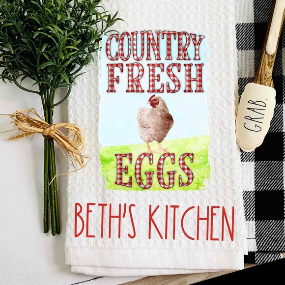 TEA TOWEL-Country Fresh-Kitchen Towel-Personalized-Housewarming Gift-Hostess Gi… - Picture 2 of 2